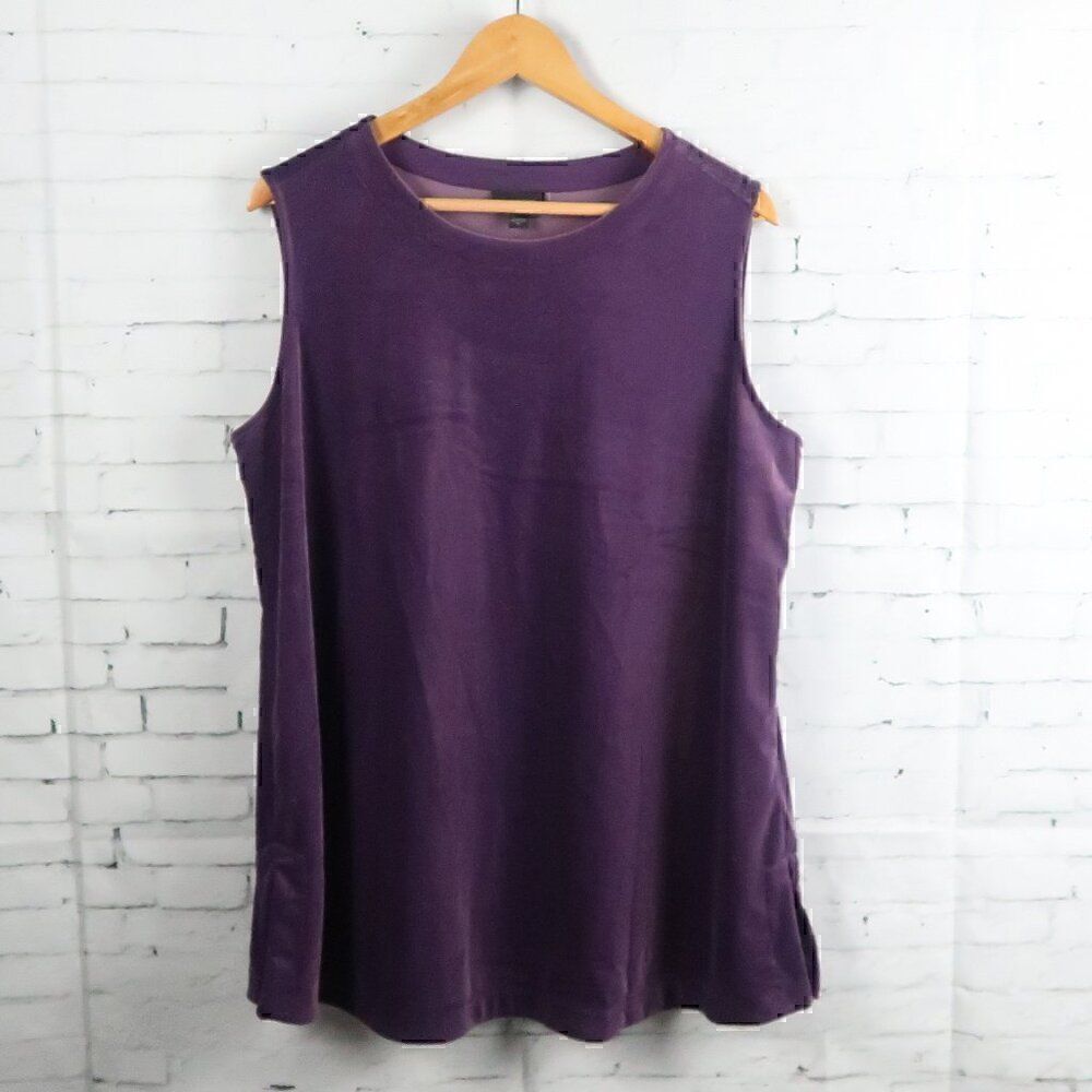 J JILL WEAREVER COLLECTION PURPLE VELOUR SLEEVELESS ROUND NECK TOP SIZE XL